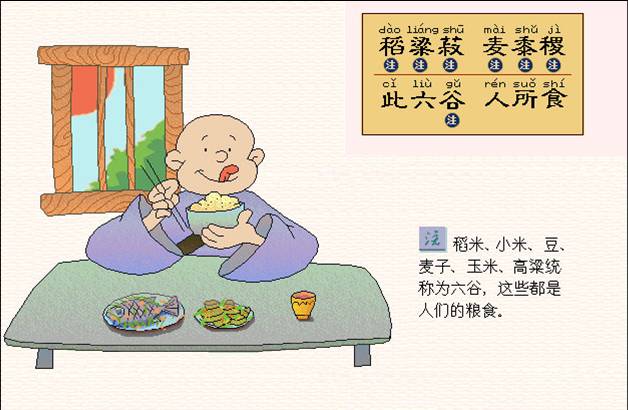 稻粱菽，麦黍稷。此六谷，人所食。