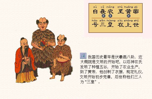 自羲农，至黄帝。号三皇，在上世。