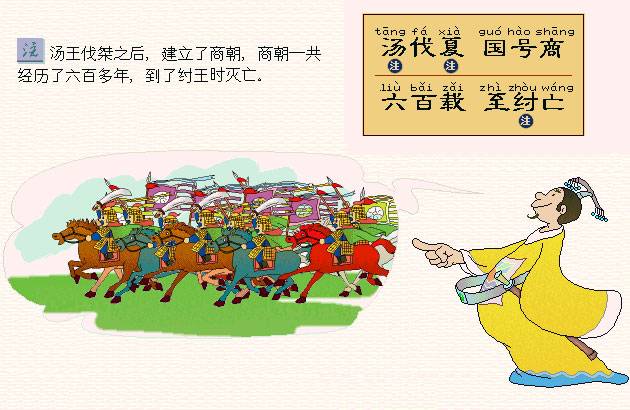 汤伐夏，国号商。六百载，至纣亡。